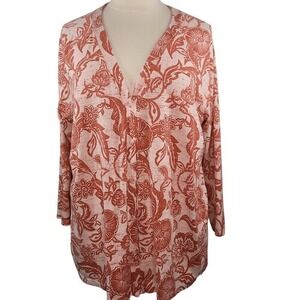 Any Body Orange Floral V-Neck Cozy Cardigan
